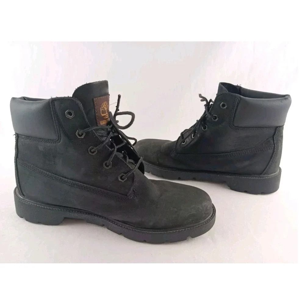 Timberland Waterproof Kids Boots 6 Inch Black Leather Size 5.5‎ Big Boy Shoes